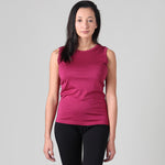Silkspun Sleeveless Crew in Mulberry pink