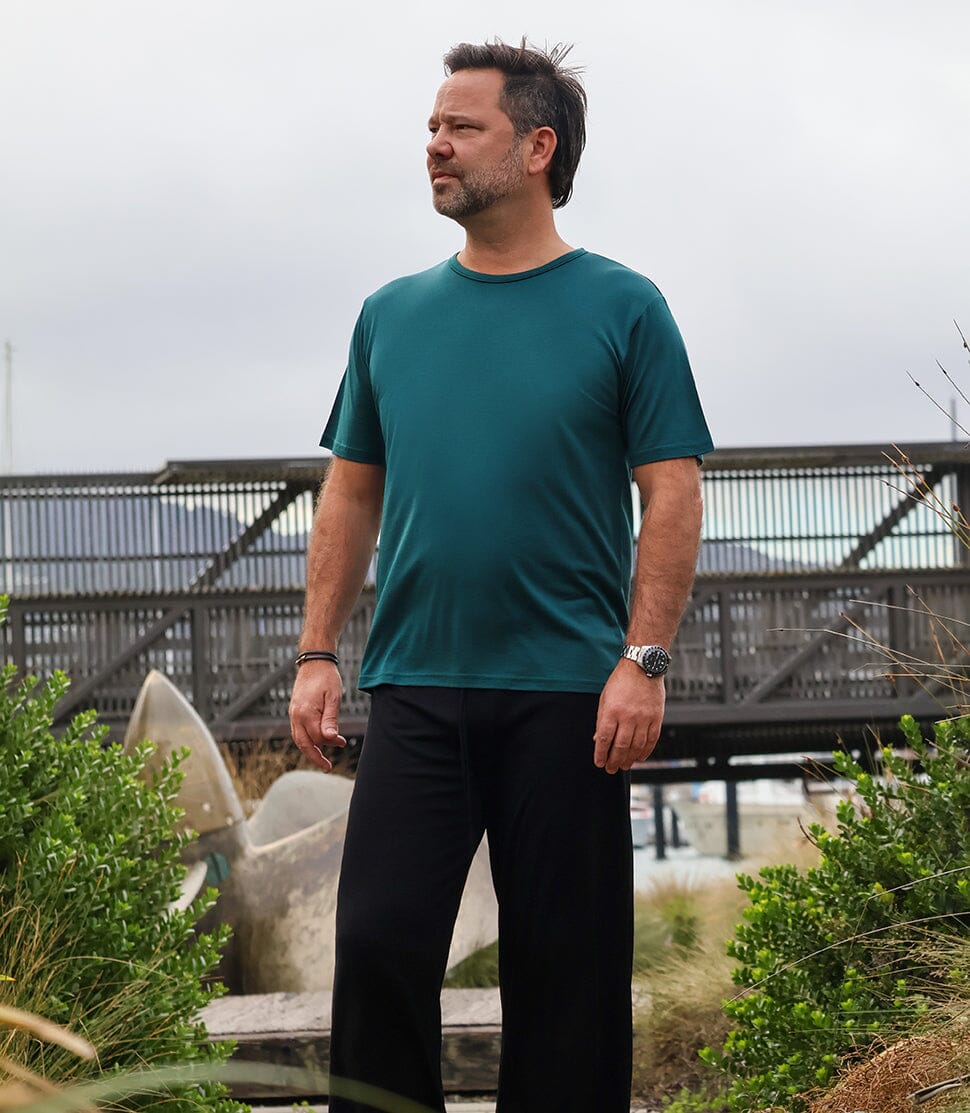 Men's Silkspun Short Sleeve Crew in Deep Sea green