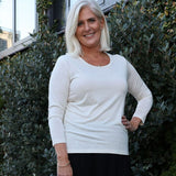 Silkspun 3/4 Sleeve Scoop in Natural White