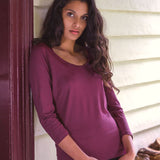 Silkspun 3/4 Sleeve Scoop in Mulberry