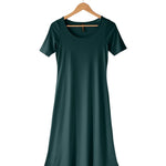 omen's Silkspun Short Sleeve Classic Dress in Deep Sea Green