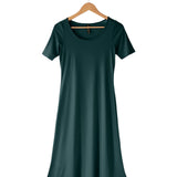 omen's Silkspun Short Sleeve Classic Dress in Deep Sea Green