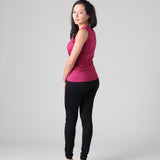 Silkspun Sleeveless Crew in Mulberry pink with Silkspun Legliners in Black