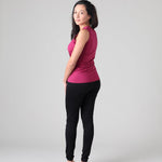 Silkspun Sleeveless Crew in Mulberry pink with Silkspun Legliners in Black