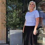 Women's Silkspun Short Sleeve Crew in Forget-Me-Not blue