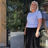 Women's Silkspun Short Sleeve Crew in Forget-Me-Not blue