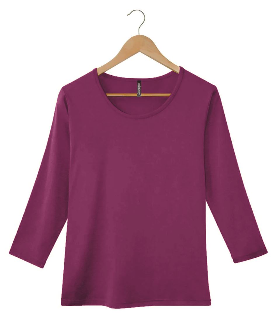 Silkspun 3/4 Sleeve Scoop in Mulberry Pink