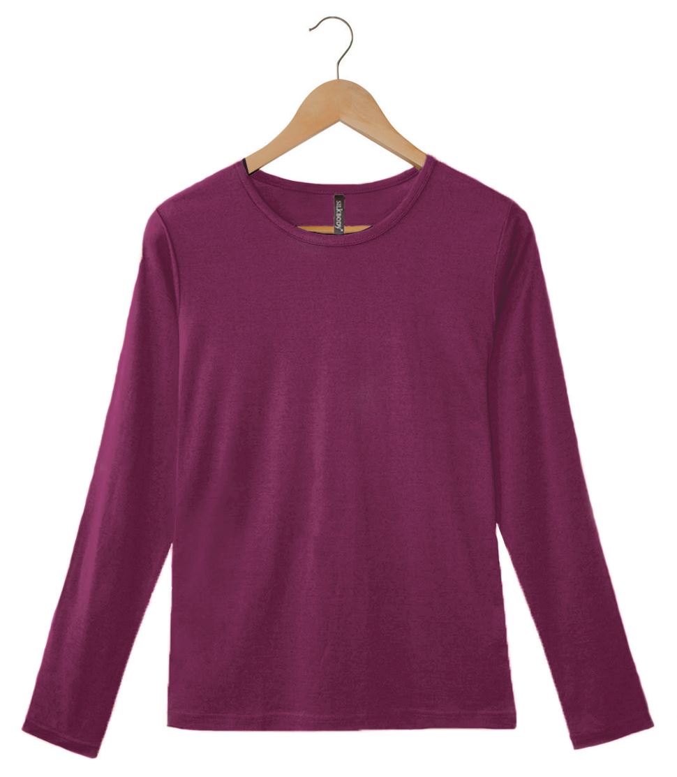 Women's Silkspun Long Sleeve Crew in Mulberry Pink