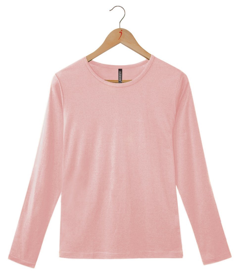 Women's Silkspun Long Sleeved Crew in Shell Pink