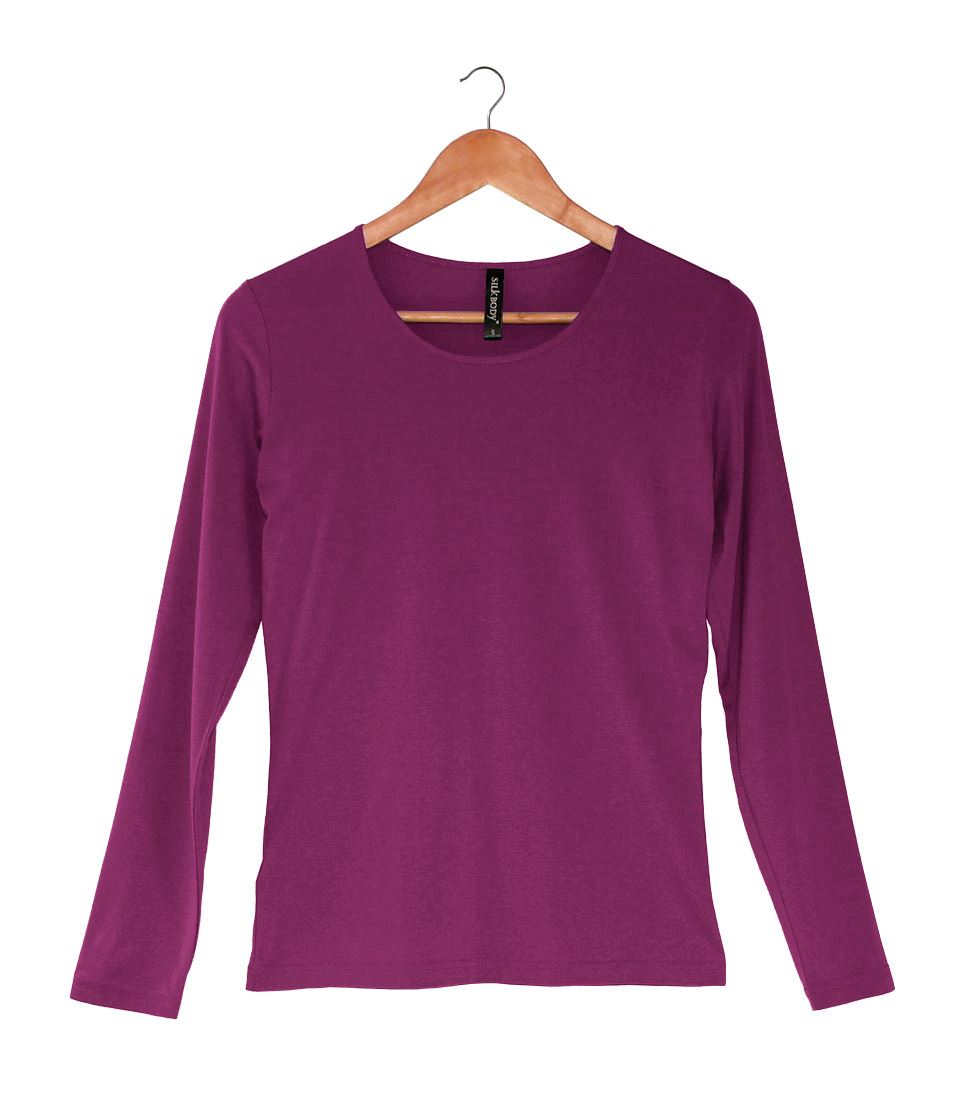 Women's Silkspun Long Sleeve Scoop in Mulberry Pink