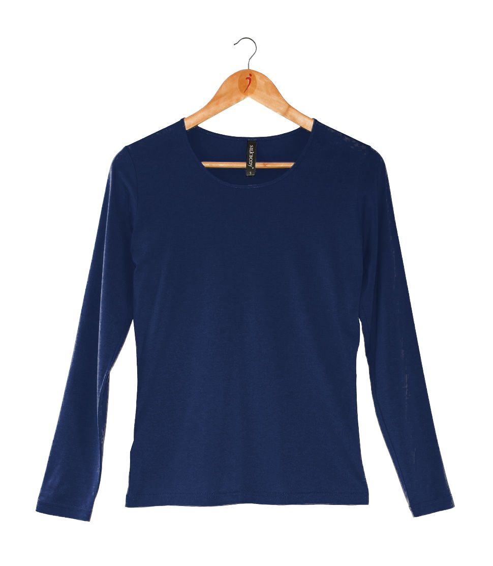 Women's Silkspun Long Sleeve Scoop in Navy