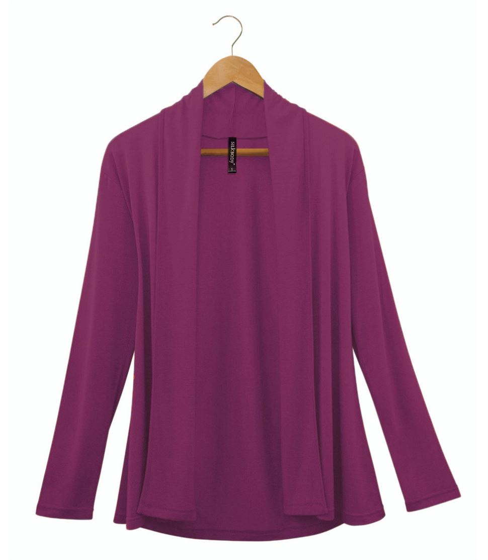 Women's Silkspun Longline Cardigan in Mulberry Pink