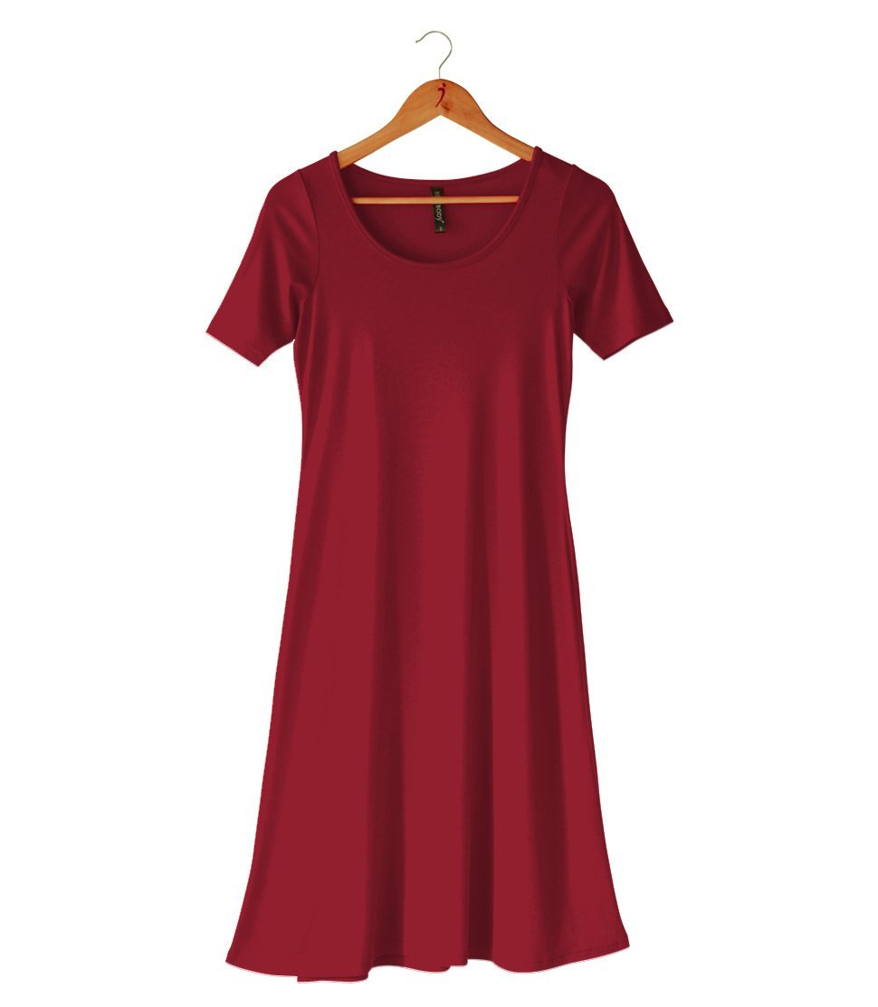 Women's Silkspun Short Sleeve Classic Dress in Sunset Red