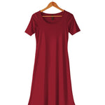 Women's Silkspun Short Sleeve Classic Dress in Sunset Red