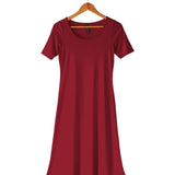 Women's Silkspun Short Sleeve Classic Dress in Sunset Red