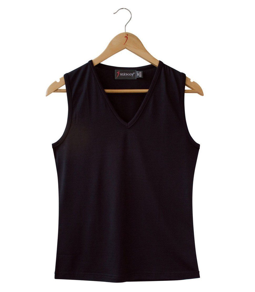Black sleeveless top with deep V LUXY - ALL NEW CLOTHING
