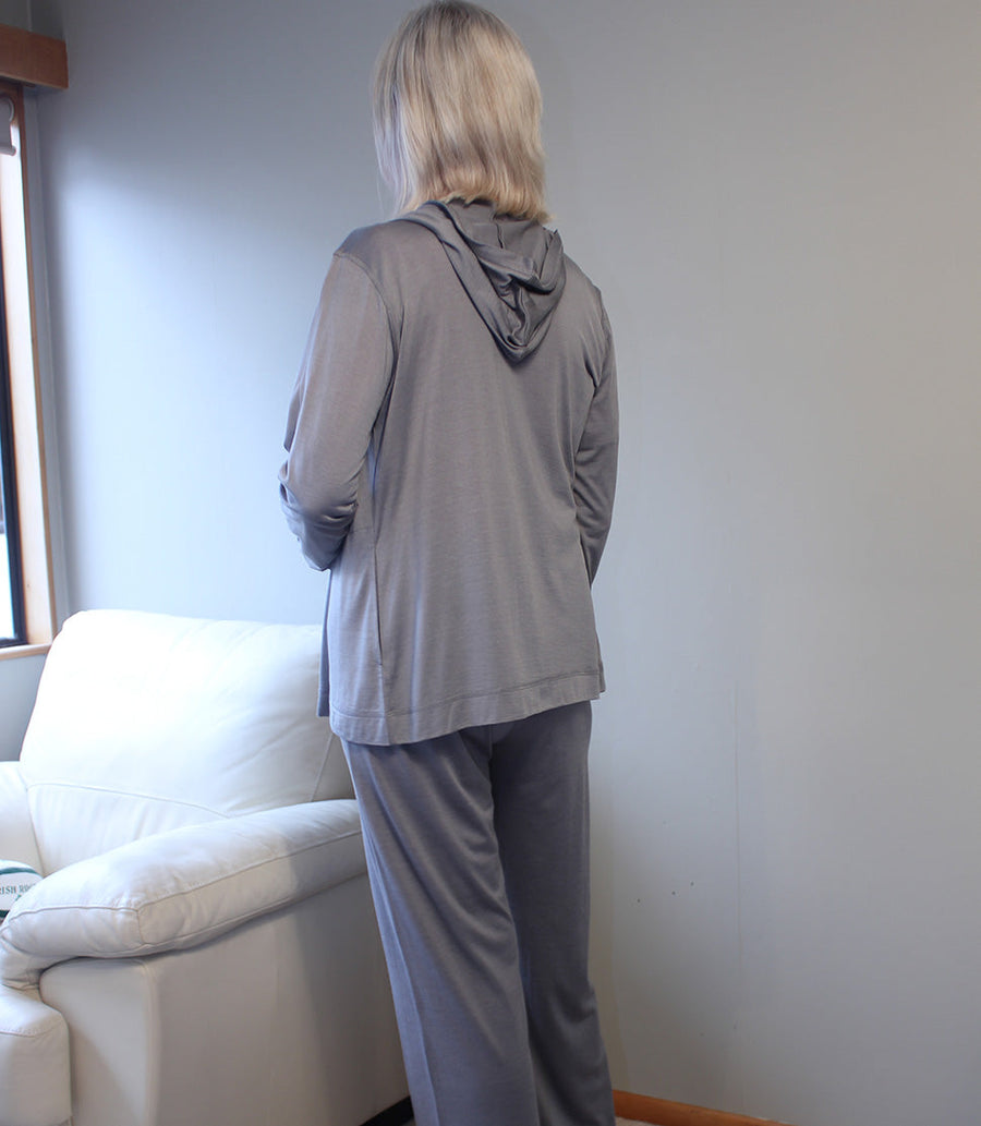  Women's Silkspun Hoodie in Perfect Grey paired with Lounge Pants in Perfect Grey