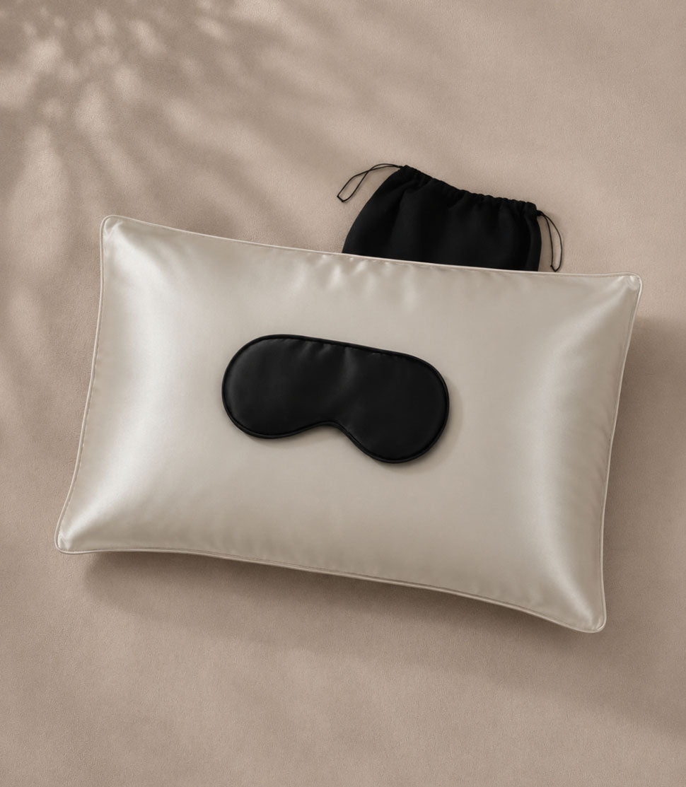 Premium Sleep With Silk Gift Set includes a 100% mulberry silk Signature Pillowslip and a pure silk Eye Mask beautifully presented in a 100% Georgette silk reusable gift bag.  Mix and match your choice of set from the range of colours available.