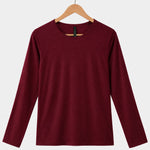 Women's Silkspun Long Sleeved Crew in Bordeaux red