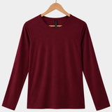 Women's Silkspun Long Sleeved Crew in Bordeaux red