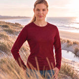 Women's Silkspun Long Sleeved Crew in Bordeaux red