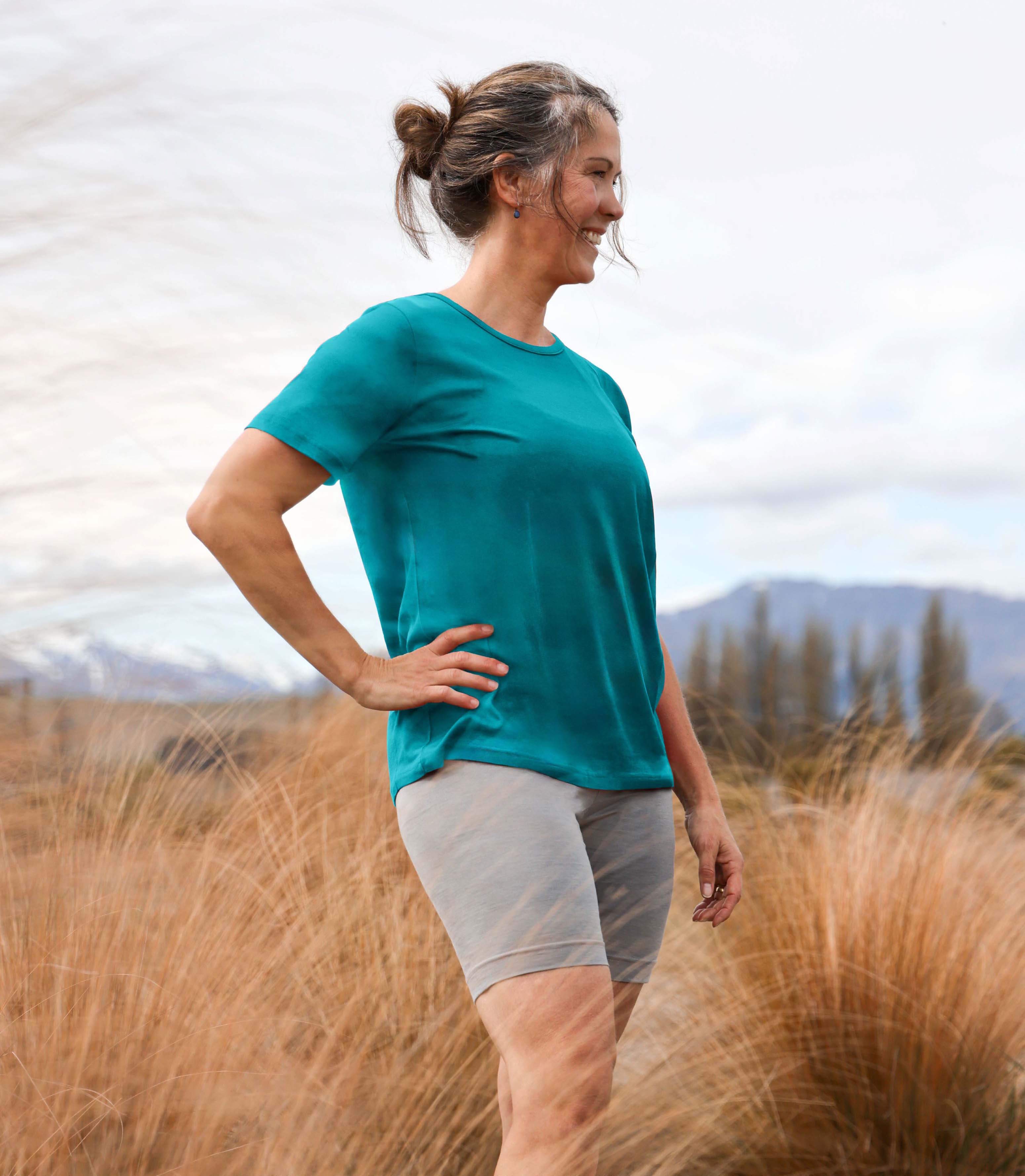 Short Sleeved Crew top for women in Electirc Blue