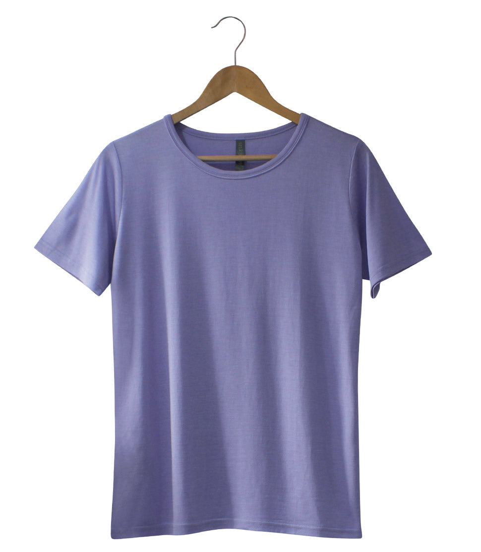 Women's Silkspun Short Sleeve Crew - Clearance; Forget-Me-Not Size S & XXL