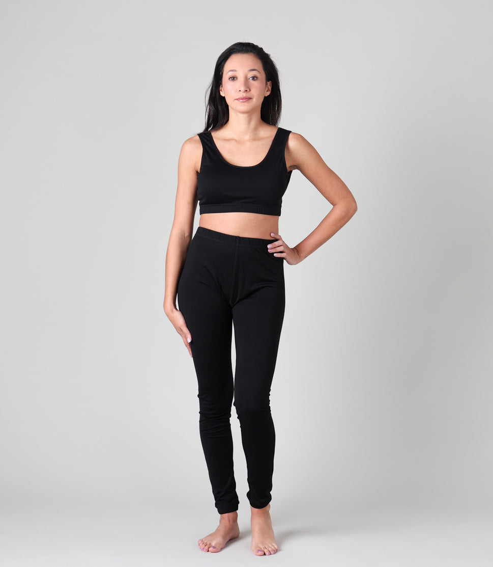 Women's Silkspun Legliners in Black front view