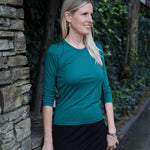 Silkspun 3/4 Sleeve Scoop for women in Deep Sea green