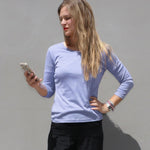Silkspun 100% natural 3/4 Sleeve Scoop top in Forget-Me-Not