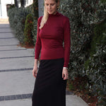 Women's Silkspun Turtleneck in Bordeaux red