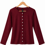 Women's Silkspun Buttoned Cardigan in Bordeaux red