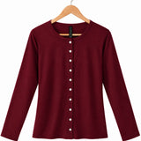 Women's Silkspun Buttoned Cardigan in Bordeaux red