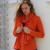 Silkspun Cardigan together with Silkspun Wrap Scarf in Orange Blaze