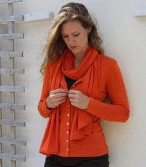 Silkspun Cardigan together with Silkspun Wrap Scarf in Orange Blaze