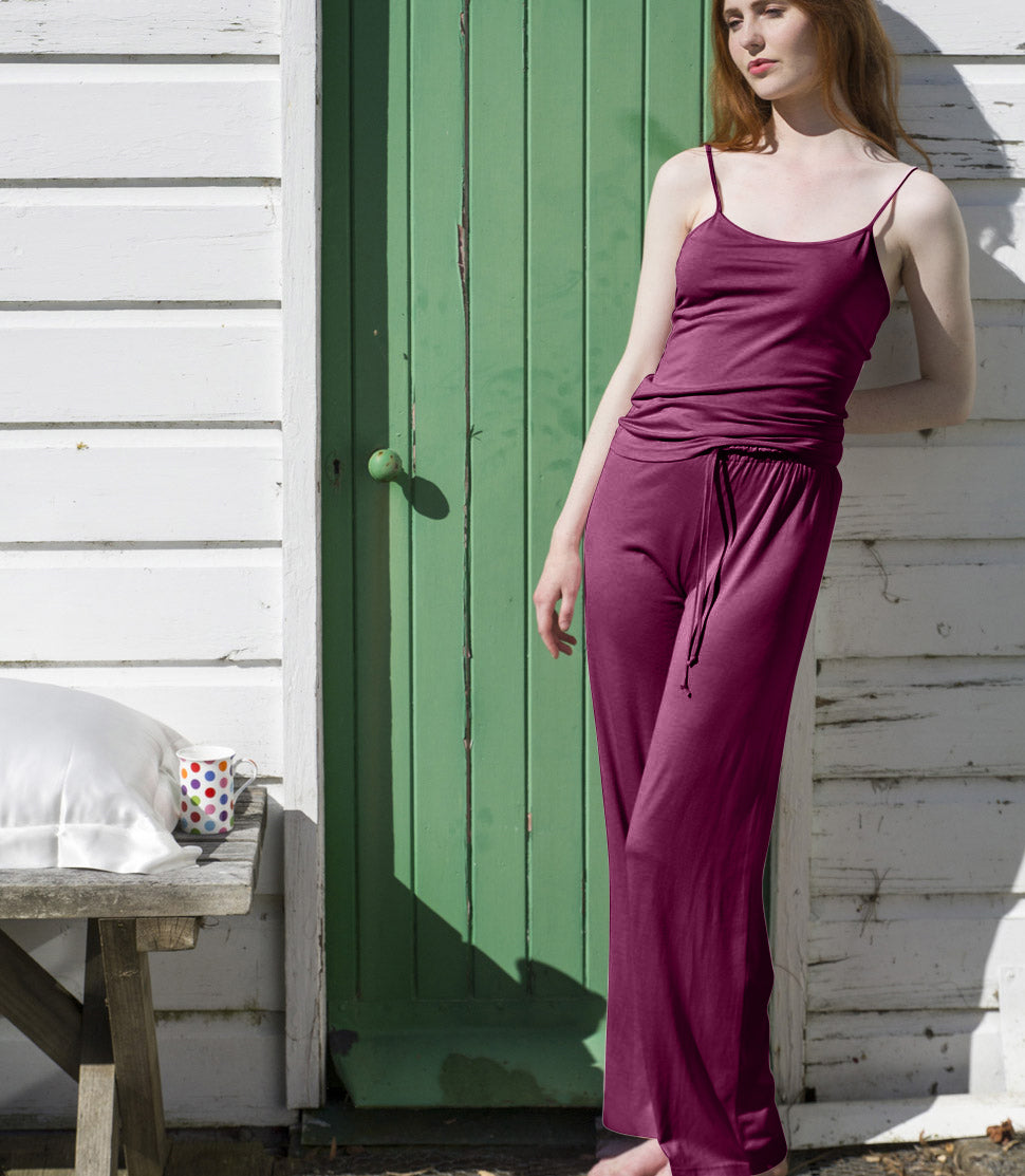 Silkspun Pajama Pants and Camisole in Mulberry pink