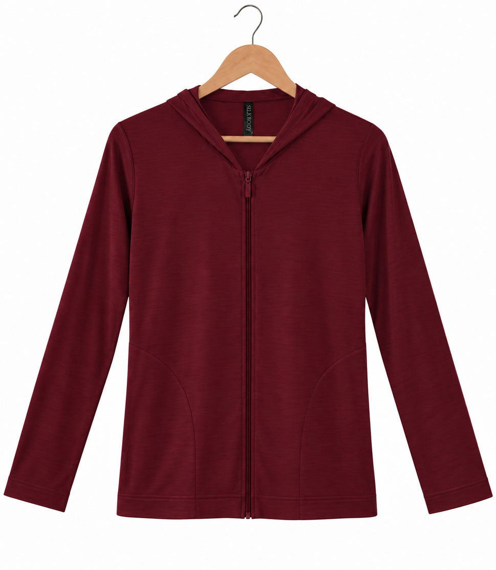 Women's Silkspun Hoodie in Bordeaux