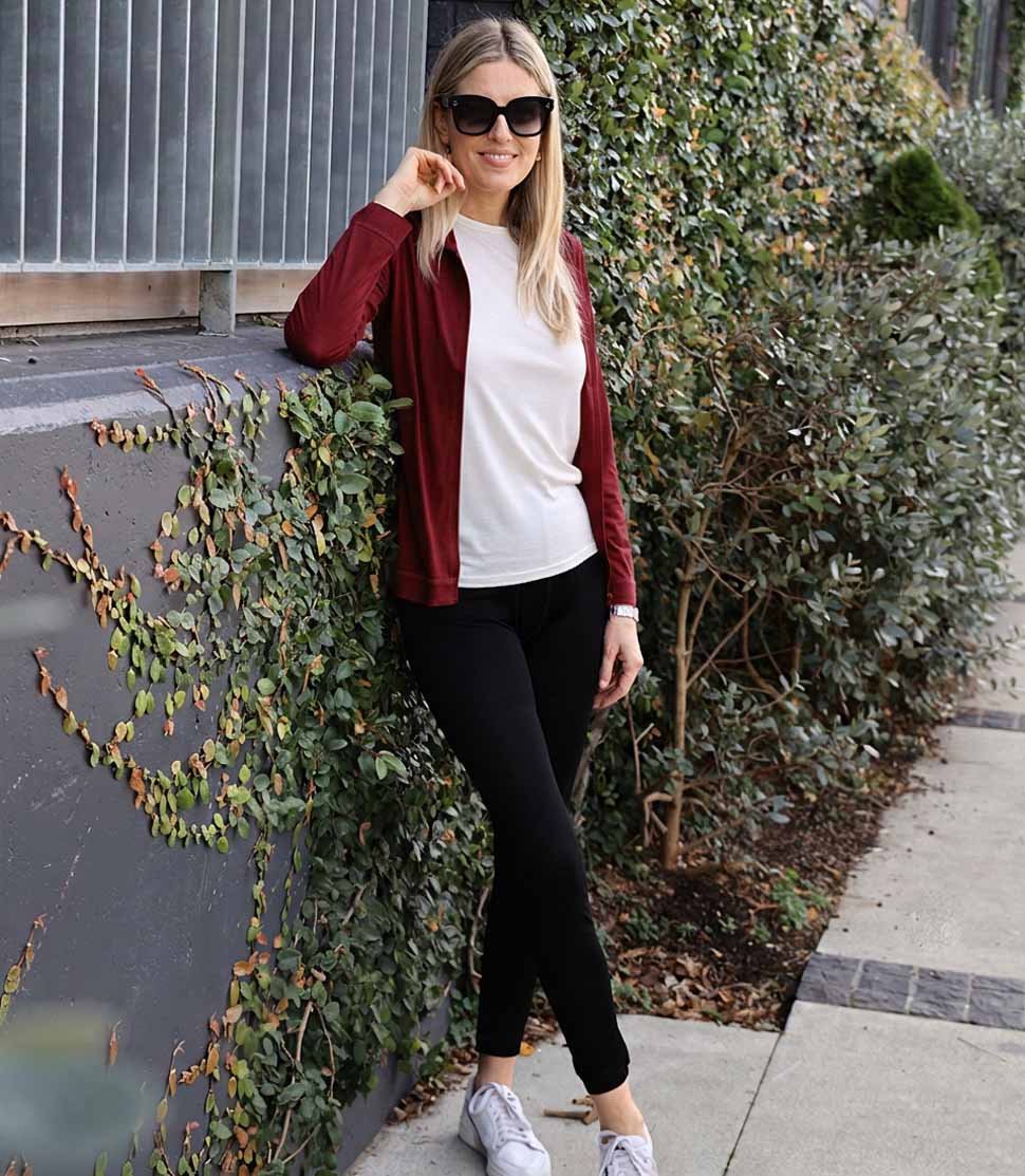 Women's Silkspun Hoodie in Bordeaux red