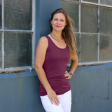 Women's Silkspun Longline Sleeveless in Mulberry pink