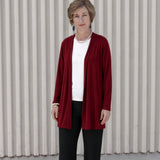 Silkspun Longline Cardigan in Bordeaux red