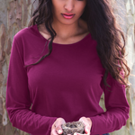 Silkspun Long Sleeve Scoop in Mulberry pink