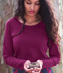 Silkspun Long Sleeve Scoop in Mulberry pink