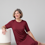 100% natural Silkspun T-Shirt Nightgown in Bordeaux red