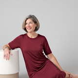100% natural Silkspun T-Shirt Nightgown in Bordeaux red