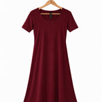 Women's Silkspun Short Sleeve Classic Dress in Bordeaux Red