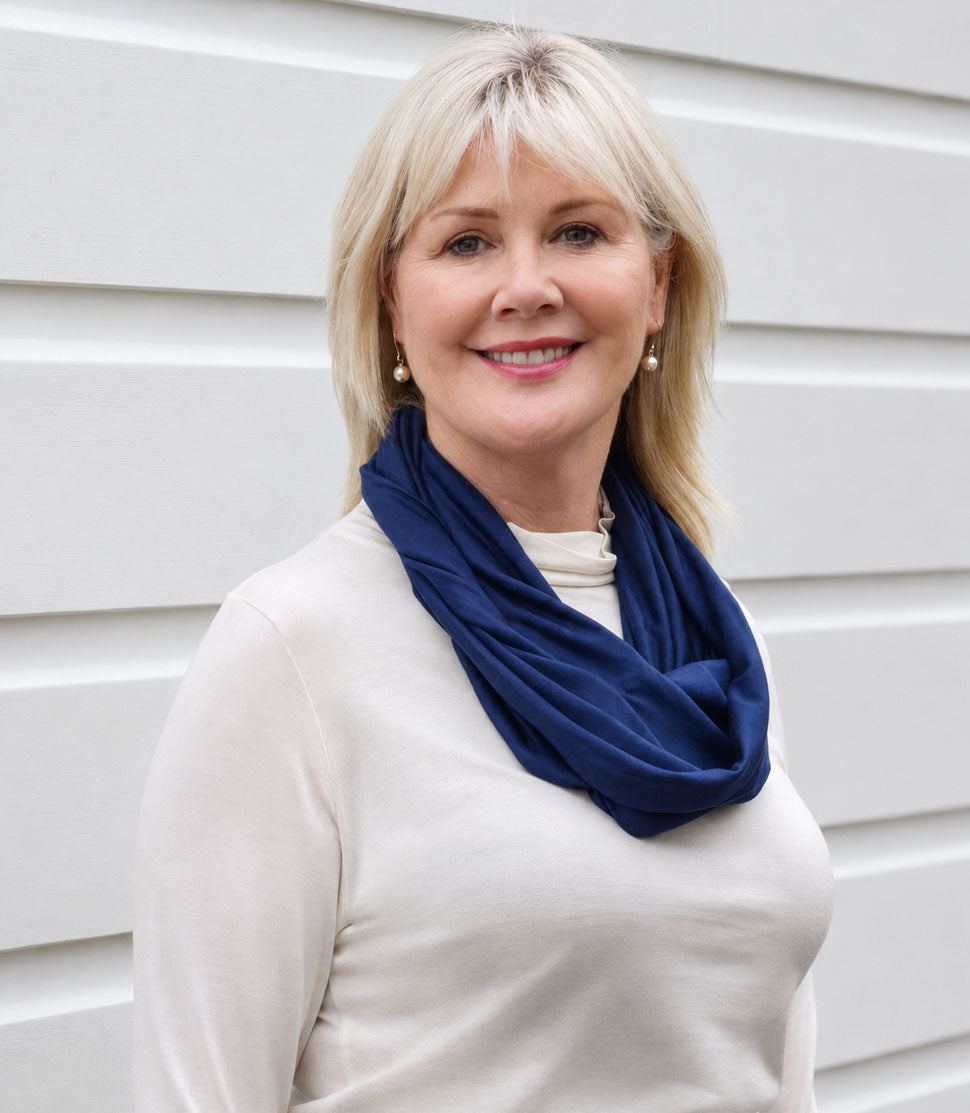 Silkspun Infinity Scarf with secret pocket in Navy blue