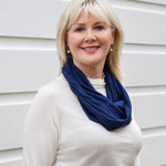 Silkspun Infinity Scarf with secret pocket in Navy blue