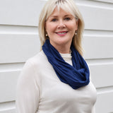 Silkspun Infinity Scarf with secret pocket in Navy blue