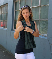 Silkspun Infinity Scarf with secret pocket in Nile Green