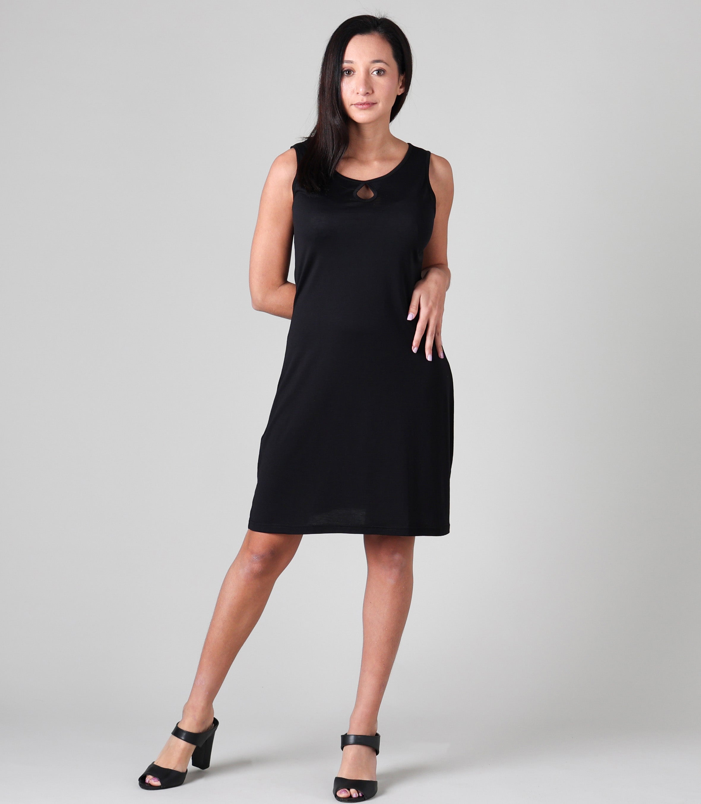 Silkspun Keyhole Dress in Black